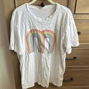 MOTHER White Tee with Rainbow Graphic